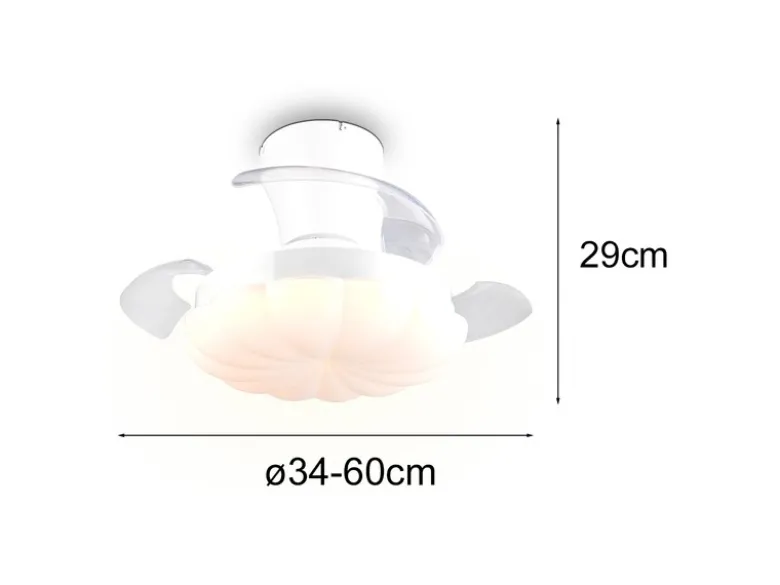 LED Deckenleuchte BORAS mit Ventilator und Fernbedienung Ø 34cm - max. 60cm