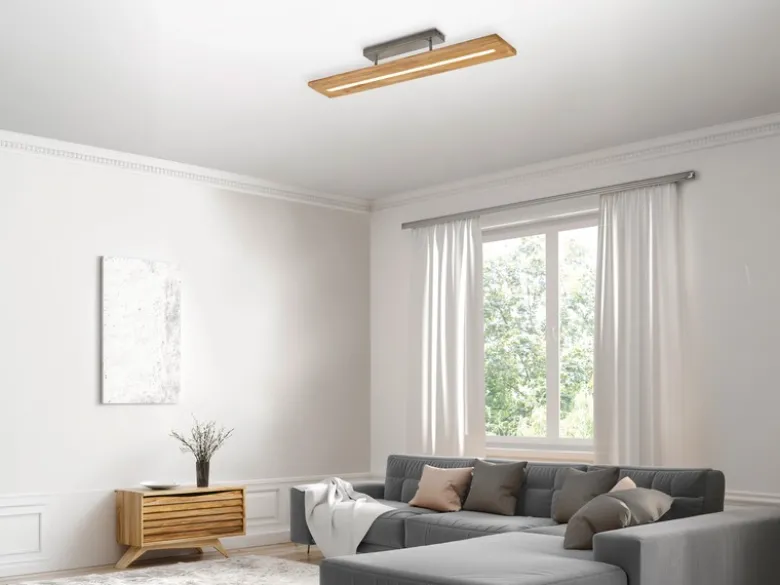 LED Deckenleuchte BRAD aus Holz lang & schmal dimmbar, Breite 100cm