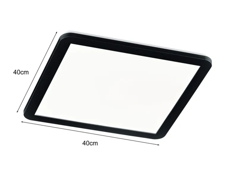 LED Deckenleuchte CAMILLA Schwarz matt mit Switch Dimmer IP44, Quadrat 40cm