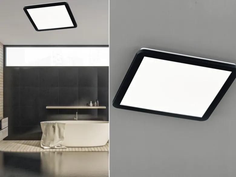 LED Deckenleuchte CAMILLA Schwarz matt mit Switch Dimmer IP44, Quadrat 40cm