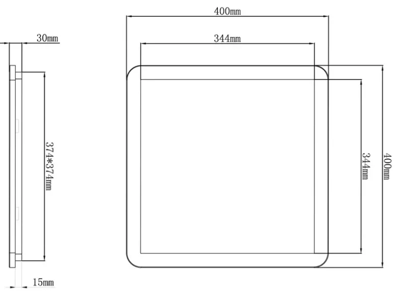 LED Deckenleuchte CAMILLA Schwarz matt mit Switch Dimmer IP44, Quadrat 40cm