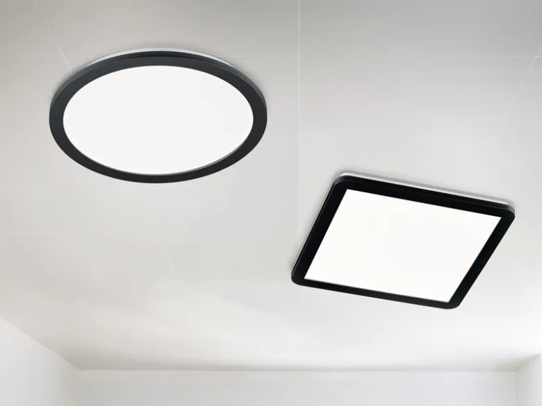 LED Deckenleuchte CAMILLA Schwarz matt mit Switch Dimmer IP44, Quadrat 40cm