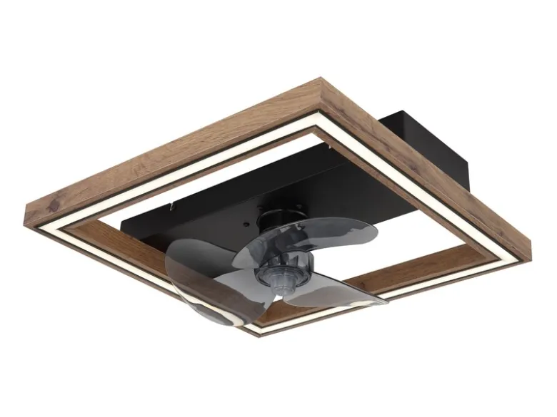 LED Deckenleuchte CELINATA mit Ventilator & Fernbedienung Holzoptik, Breite 44cm