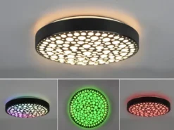 LED Deckenleuchte CHIZU Schwarz dimmbar Fernbedienung & Farbwechsler, Ø 40cm