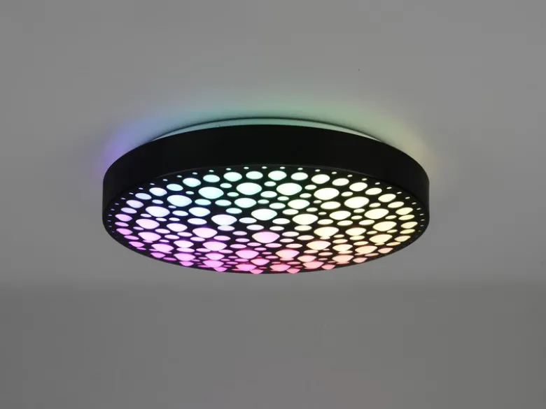 LED Deckenleuchte CHIZU Schwarz dimmbar Fernbedienung & Farbwechsler, Ø 40cm