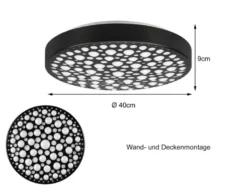 LED Deckenleuchte CHIZU Schwarz dimmbar Fernbedienung & Farbwechsler, Ø 40cm
