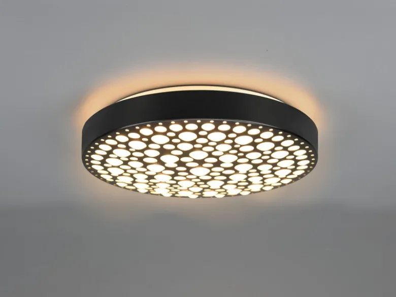 LED Deckenleuchte CHIZU Schwarz dimmbar Fernbedienung & Farbwechsler, Ø 40cm