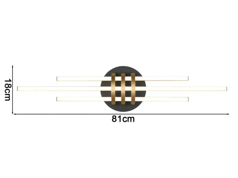 LED Deckenleuchte CINTO in Schwarz Gold, dimmbar, Breite 81cm