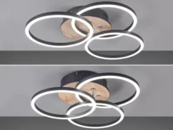 LED Deckenleuchte CIRCLE 3 Ringe Schwarz mit Fernbedienung & Tageslicht Ø 43cm