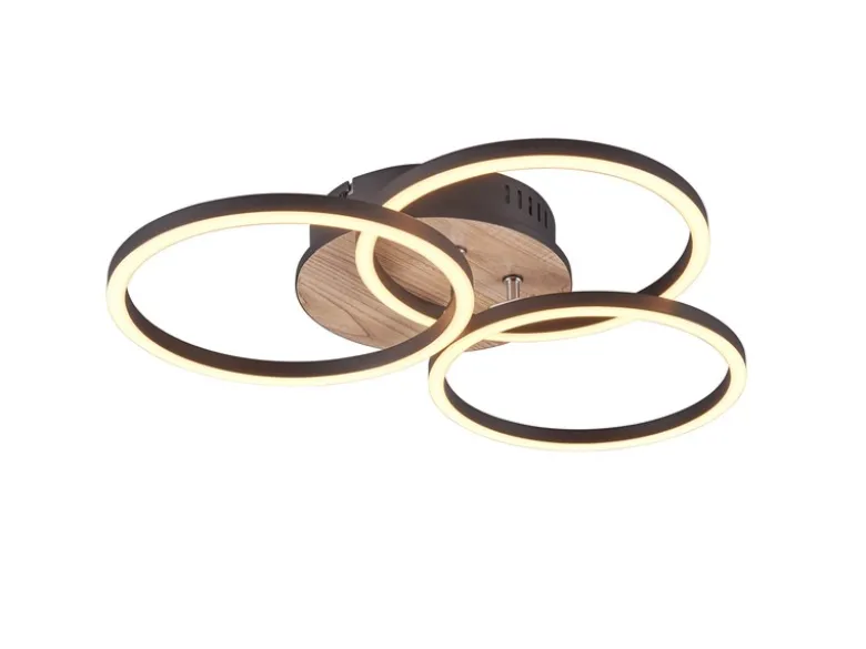 LED Deckenleuchte CIRCLE 3 Ringe Schwarz mit Fernbedienung & Tageslicht Ø 43cm