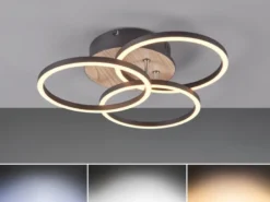 LED Deckenleuchte CIRCLE 3 Ringe Schwarz mit Fernbedienung & Tageslicht Ø 43cm