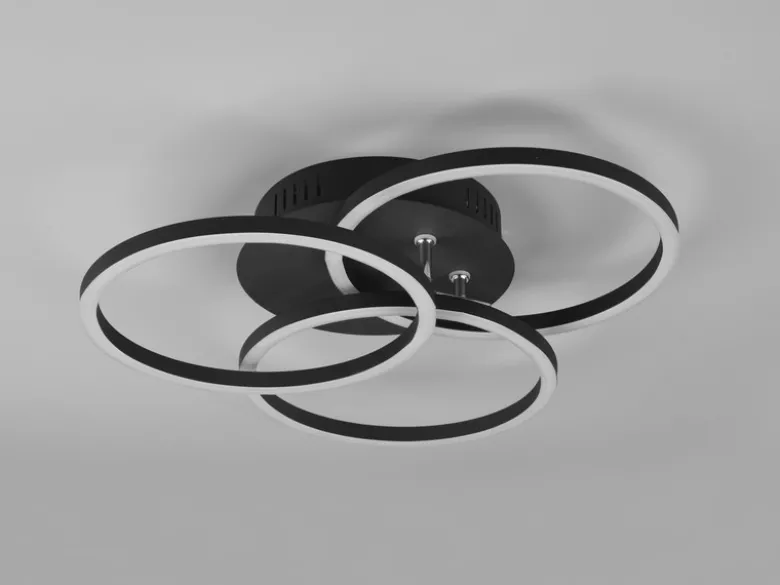 LED Deckenleuchte CIRCLE Schwarz 3 Ringe verstellbar Nachtlicht, Ø 43cm