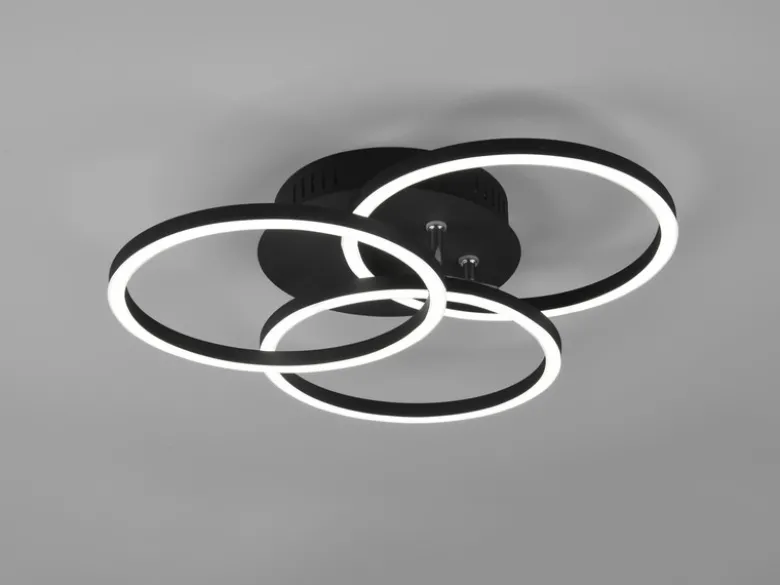 LED Deckenleuchte CIRCLE Schwarz 3 Ringe verstellbar Nachtlicht, Ø 43cm