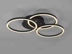 LED Deckenleuchte CIRCLE Schwarz 3 Ringe verstellbar Nachtlicht, Ø 43cm