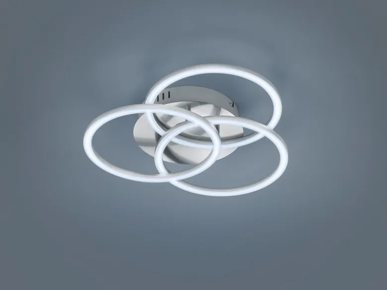 LED Deckenleuchte CIRCLE Silber 3 Ringe verstellbar Nachtlicht, Ø 43cm