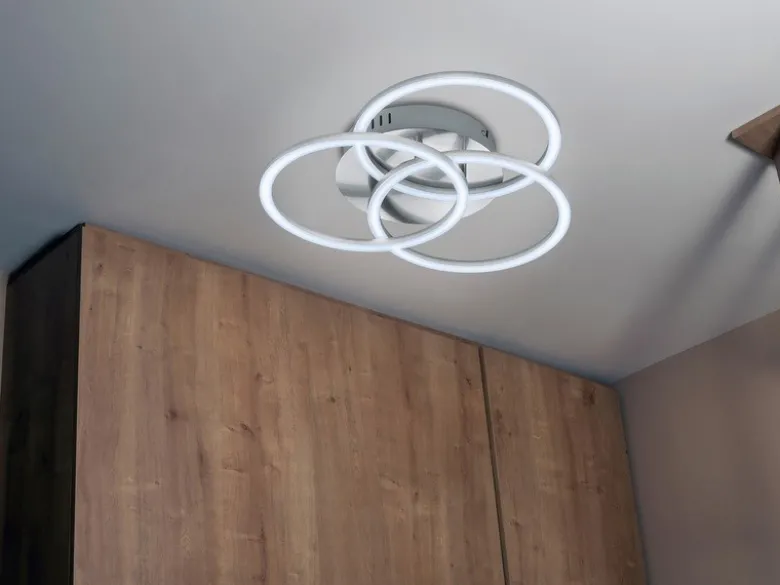LED Deckenleuchte CIRCLE Silber 3 Ringe verstellbar Nachtlicht, Ø 43cm