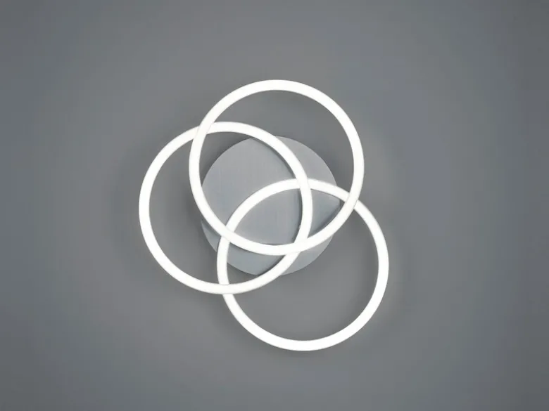 LED Deckenleuchte CIRCLE Silber 3 Ringe verstellbar Nachtlicht, Ø 43cm