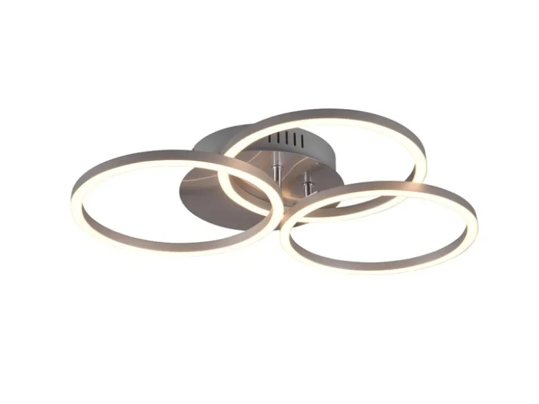 LED Deckenleuchte CIRCLE Silber 3 Ringe verstellbar Nachtlicht, Ø 43cm