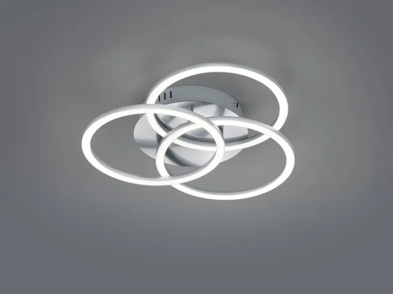 LED Deckenleuchte CIRCLE Silber 3 Ringe verstellbar Nachtlicht, Ø 43cm