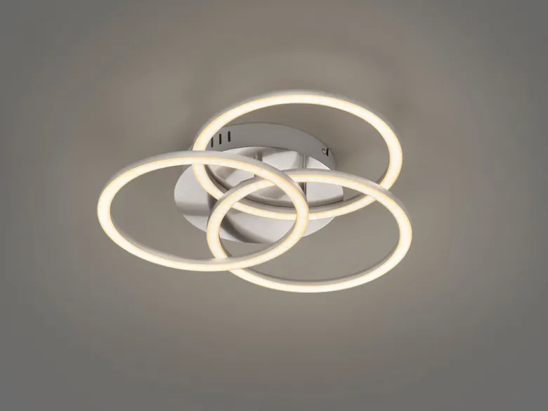 LED Deckenleuchte CIRCLE Silber 3 Ringe verstellbar Nachtlicht, Ø 43cm
