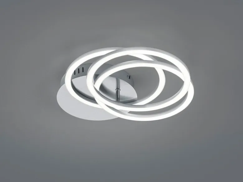 LED Deckenleuchte CIRCLE Silber 3 Ringe verstellbar Nachtlicht, Ø 43cm