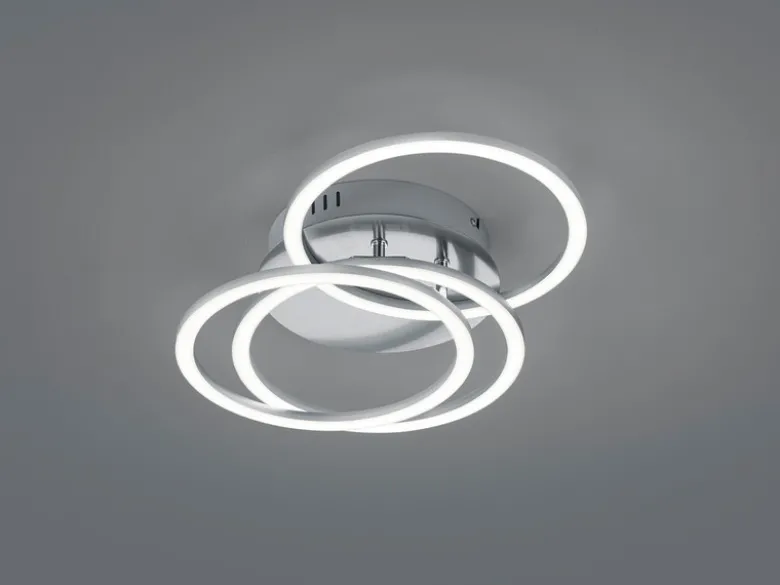LED Deckenleuchte CIRCLE Silber 3 Ringe verstellbar Nachtlicht, Ø 43cm