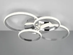 LED Deckenleuchte CIRES dimmbar, Kristall Ringe schwenkbar Chrom, Breite 65cm