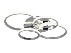 LED Deckenleuchte CIRES dimmbar, Kristall Ringe schwenkbar Chrom, Breite 65cm