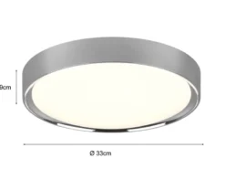 LED Deckenleuchte CLARIMO in Silber Chrom IP44 Badlampe, Ø 33cm