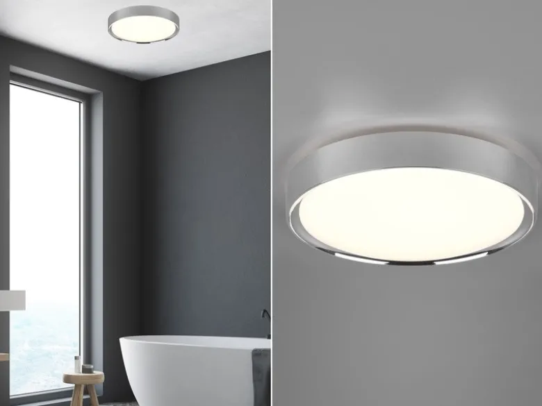 LED Deckenleuchte CLARIMO in Silber Chrom IP44 Badlampe, Ø 33cm