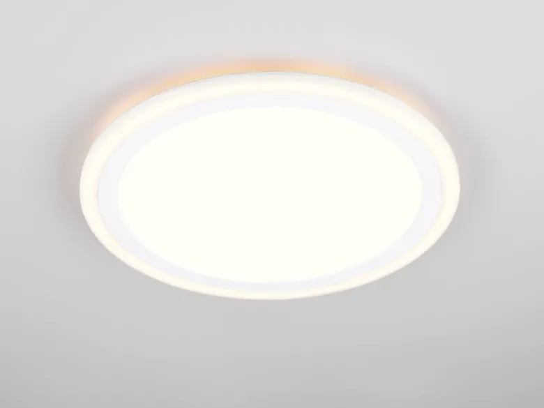 LED Deckenleuchte CORA ultraflach mit zwei Lichtquellen, Weiß, Ø 32,5cm