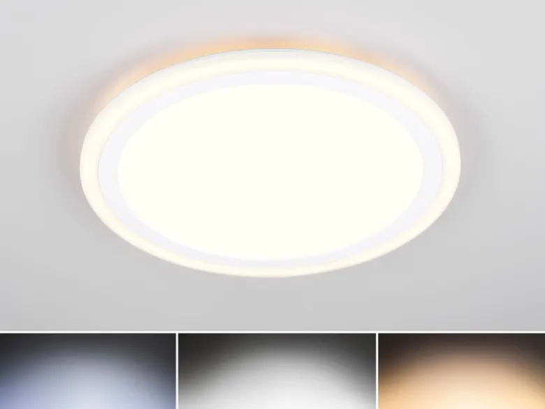LED Deckenleuchte CORA ultraflach mit zwei Lichtquellen, Weiß, Ø 32,5cm