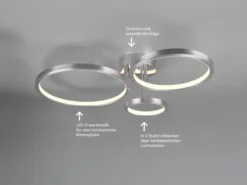 LED Deckenleuchte CORNA schwenkbar & dimmbar, Silber Breite 71cm