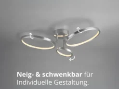 LED Deckenleuchte CORNA schwenkbar & dimmbar, Silber Breite 71cm