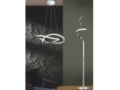 LED Deckenleuchte COURSE Silber mit Stufen Dimmer, 4000K Neutralweiß, Ø 45cm