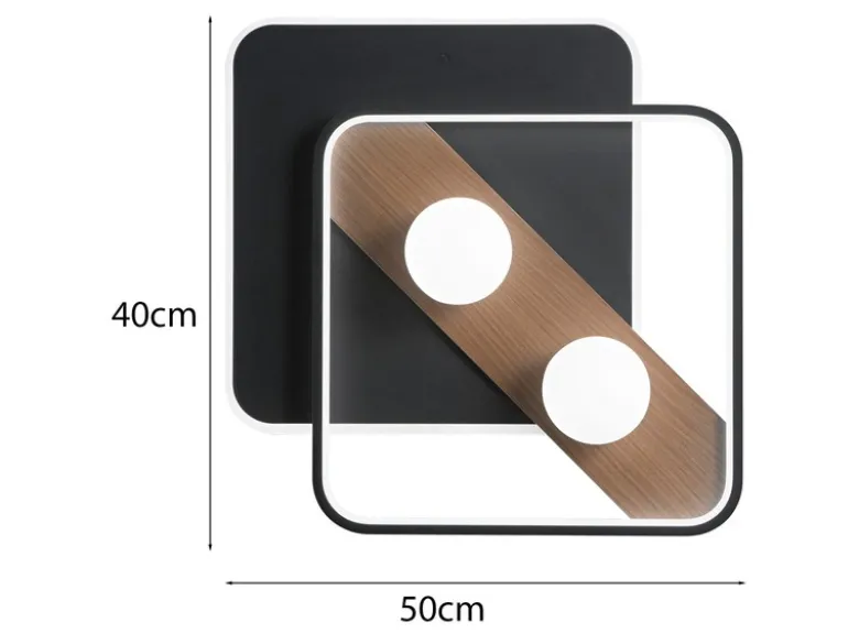 LED Deckenleuchte CRICKET Schwarz 3 Lichtfarben einstellbar, 50x40cm