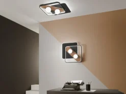 LED Deckenleuchte CRICKET Schwarz 3 Lichtfarben einstellbar, 50x40cm