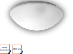 LED Deckenleuchte / Deckenschale rund, Glas satiniert mit Klarrand, Ø 20cm