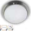 LED Deckenleuchte / Deckenschale, Opalglas matt, Dekorring Nickel matt, Ø 35cm