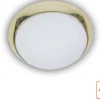 LED Deckenleuchte Deckenschale Opalglas matt, Dekorring Messing poliert, Ø 25cm