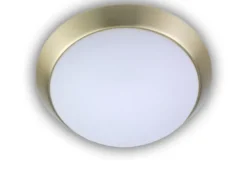 LED Deckenleuchte Deckenschale Opalglas matt Dekorring Messing matt, Ø 30cm