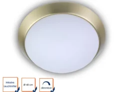 LED Deckenleuchte Deckenschale Opalglas matt Dekorring Messing matt, Ø 40cm