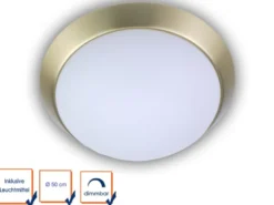 LED Deckenleuchte Deckenschale Opalglas matt Dekorring Messing matt, Ø 50cm