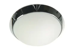 LED Deckenleuchte / Deckenschale rund, Opalglas matt, Dekorring Chrom, Ø 30cm