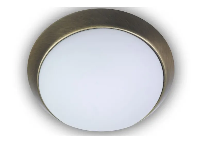 LED Deckenleuchte / Deckenschale, Opalglas matt, Dekorring Altmessing, Ø 25cm