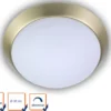 LED Deckenleuchte Deckenschale Opalglas matt Dekorring Messing matt, Ø 35cm