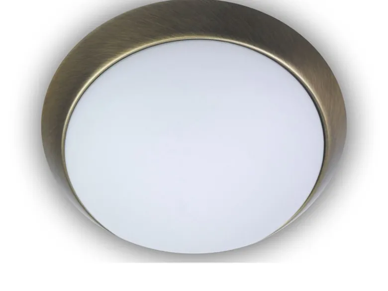 LED Deckenleuchte / Deckenschale, Opalglas matt, Dekorring Altmessing, Ø 40cm