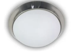 LED Deckenleuchte / Deckenschale, Opalglas matt, Dekorring Nickel matt, Ø 40cm