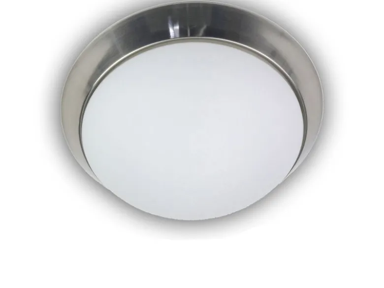 LED Deckenleuchte / Deckenschale, Opalglas matt, Dekorring Nickel matt, Ø 50cm