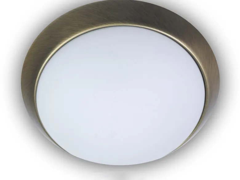 LED Deckenleuchte / Deckenschale, Opalglas matt, Dekorring Altmessing, Ø 50cm